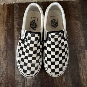 Vans Black and White platform Checkerboard Slip-On Sneakers